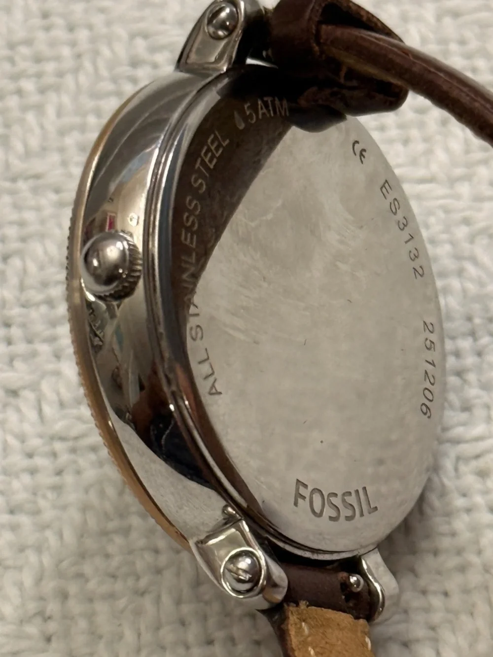 Fossil Brown Leather And Stainless Steel Wrist Watch #13
